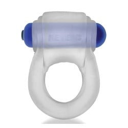 Hunkyjunk Revring Cock Ring w/Vibe - Clear w/Blue Vibe