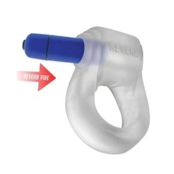 Hunkyjunk Revring Cock Ring w/Vibe - Clear w/Blue Vibe