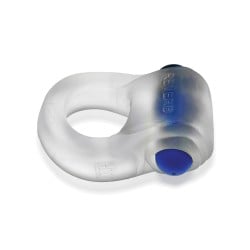 Hunkyjunk Revring Cock Ring w/Vibe - Clear w/Blue Vibe