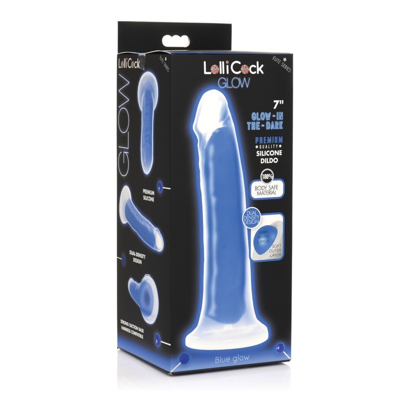 Curve Toys Lollicock 7" Glow In The Dark Silicone Dildo - Blue Curve Toys Lollicock 7" Glow In The Dark Silicone Dildo - Blue