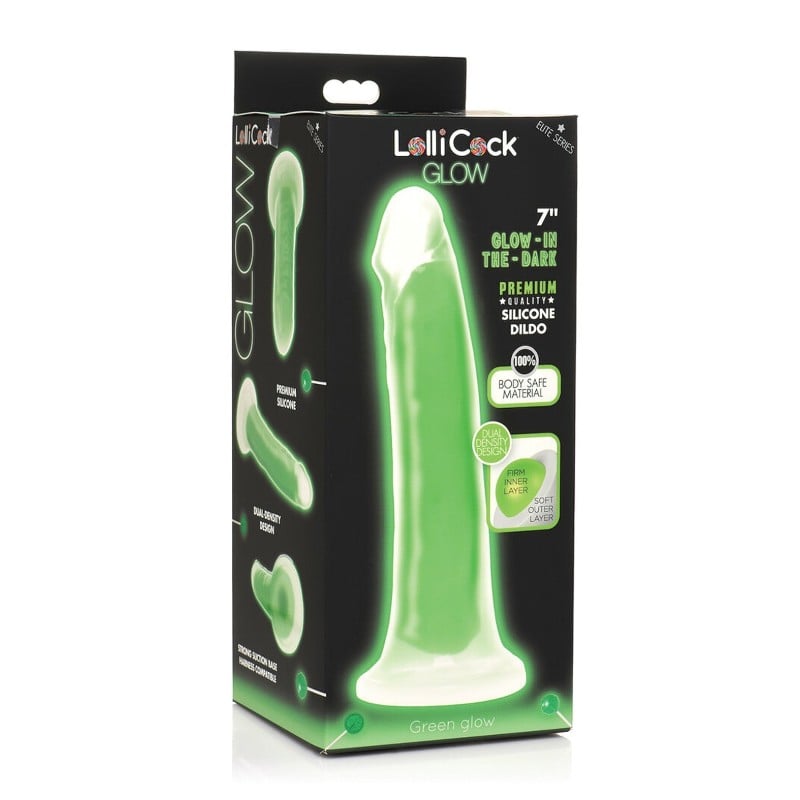 Curve Toys Lollicock 7" Glow In The Dark Silicone Dildo - Green Curve Toys Lollicock 7" Glow In The Dark Silicone Dildo - Green