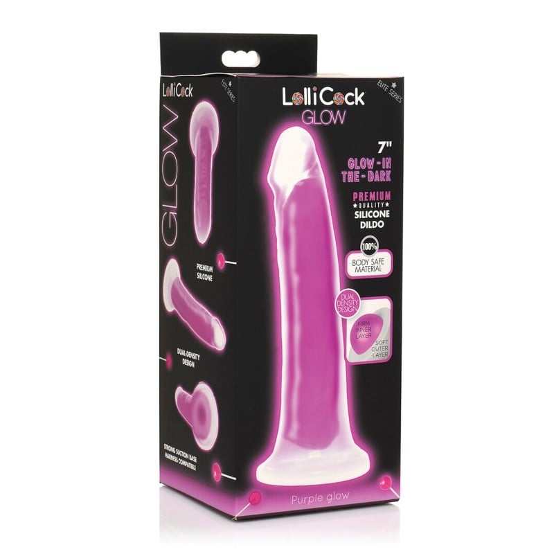 Curve Toys Lollicock 7" Glow In The Dark Silicone Dildo - Purple Curve Toys Lollicock 7" Glow In The Dark Silicone Dildo - Purple