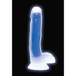 Curve Toys Lollicock 7" Glow In The Dark Silicone Dildo w/Balls - Blue