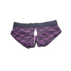 Strap U Lace Envy Crotchless Panty Harness - 3XL Purple