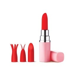 Luv Inc. Lipstick Vibrator w/4 Heads - Light Pink