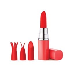 Luv Inc. Lipstick Vibrator w/4 Heads - Coral