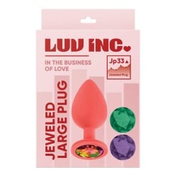 Luv Inc. Jeweled Silicone Butt Plug w/Three Stones - Large Coral
