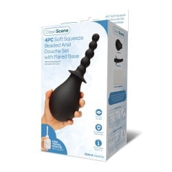CleanScene 4 Pc Soft Squeeze Beaded Anal Douche Set w/Flared Base