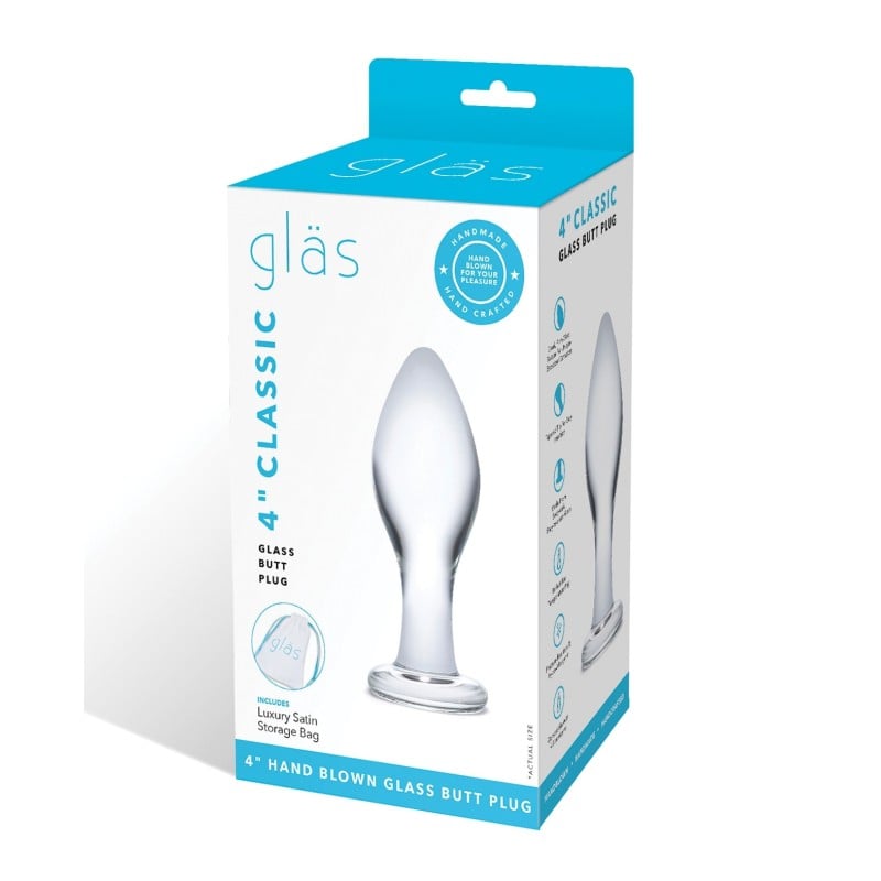 Glas 4" Classic Butt Plug - Clear Glas 4" Classic Butt Plug - Clear
