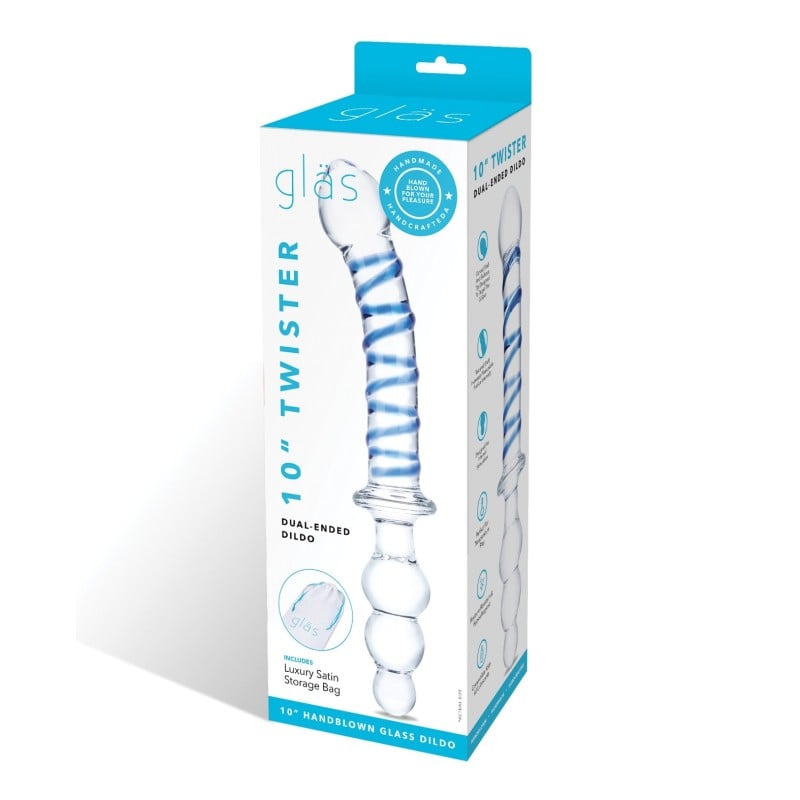 Glas 10" Twister Dual Ended Dildo - Blue Glas 10" Twister Dual Ended Dildo - Blue
