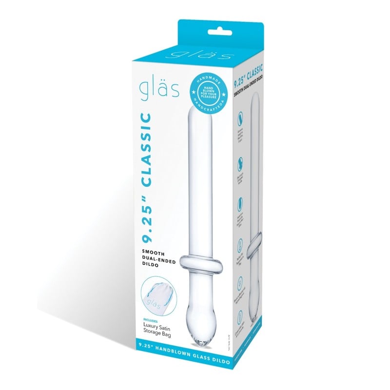 Glas 9.25" Classic Smooth Dual Ended Dildo - Clear Glas 9.25" Classic Smooth Dual Ended Dildo - Clear
