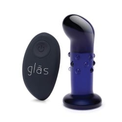 Glas 4" Rechargeable Vibrating Dotted G Spot/P Spot Plug - Blue