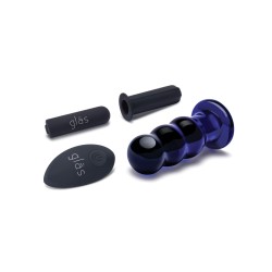 Glas 3.5" Rechargeable Vibrating Beaded Butt Plug - Blue