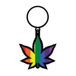 Wood Rocket Rainbow Leaf Keychain - Rainbow