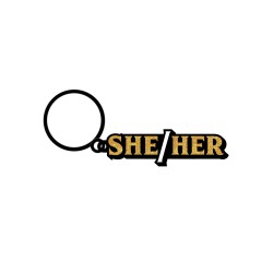 Wood Rocket She/Her Keychain - Black/Gold