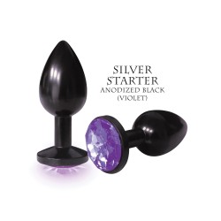 The 9's The Silver Starter Bejeweled Round Stainless Steel Plug - Black/Violet