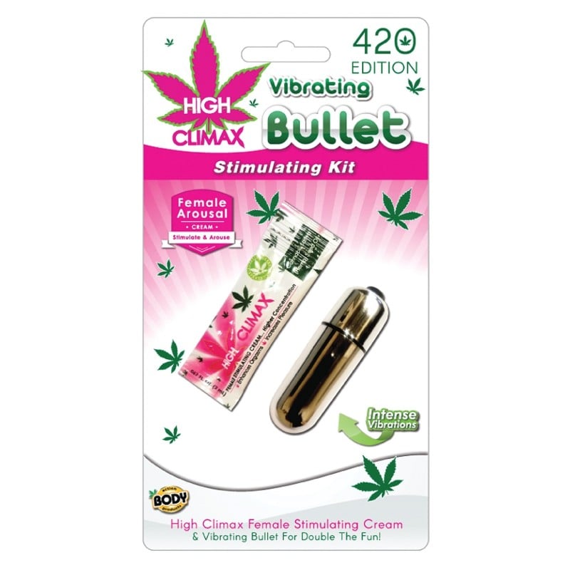 High Climax Vibrating Bullet Stimulating Kit w/Hemp Seed Oil - Silver High Climax Vibrating Bullet Stimulating Kit w/Hemp Seed Oil - Silver