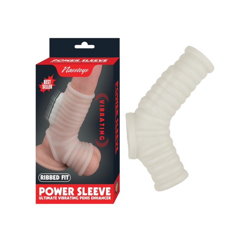 Vibrating Power Sleeve Ribbed Fit - White Vibrating Power Sleeve Ribbed Fit - White