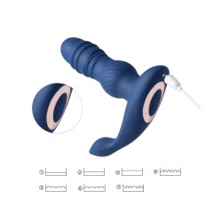 Jaden Thrusting Prostate Massager Vibrating Butt Plug Anal Sex Toy - Blue