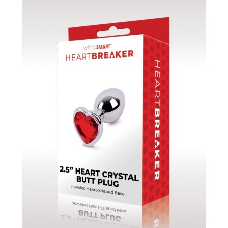 WhipSmart Heartbreaker 2.5" Heart Crystal Butt Plug - Red