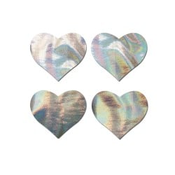 Pastease Premium Petites Holographic Heart - Silver O/S Pack of 2 Pair