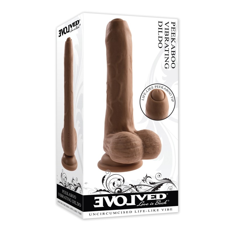 Evolved Peek A Boo Vibrating Dildo - Dark Evolved Peek A Boo Vibrating Dildo - Dark