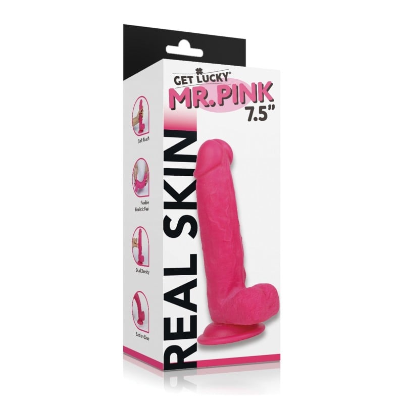 Get Lucky Mr. Pink 7.5" Dual Layer Dong Get Lucky Mr. Pink 7.5" Dual Layer Dong