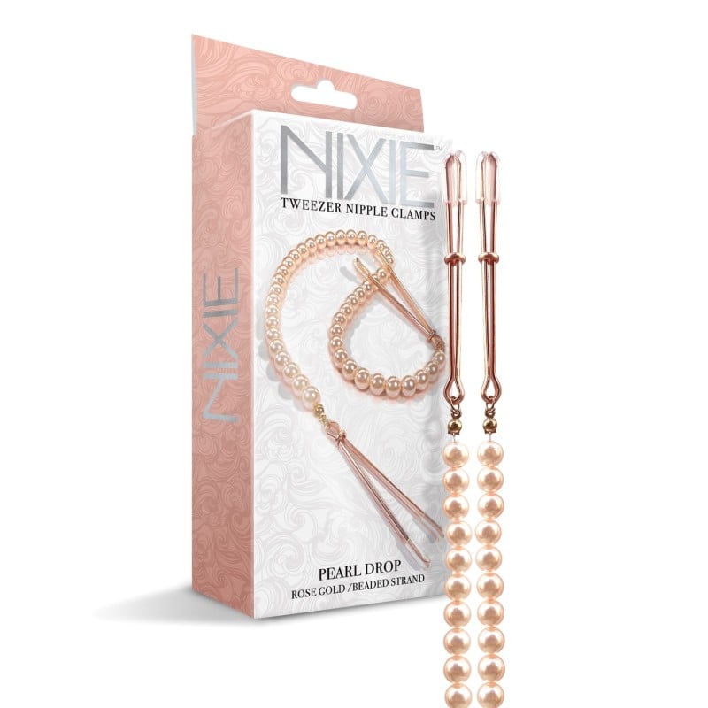Nixie Pearl Drop Tweezer Nipple Clamps - Rose Gold Nixie Pearl Drop Tweezer Nipple Clamps - Rose Gold