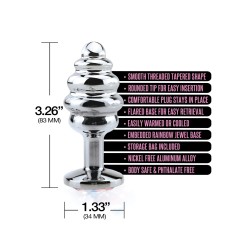 Nixie Honey Dipper Ribbed Metal Rainbow Jeweled Butt Plug - Medium Nixie Honey Dipper Ribbed Metal Rainbow Jeweled Butt Plug - Medium