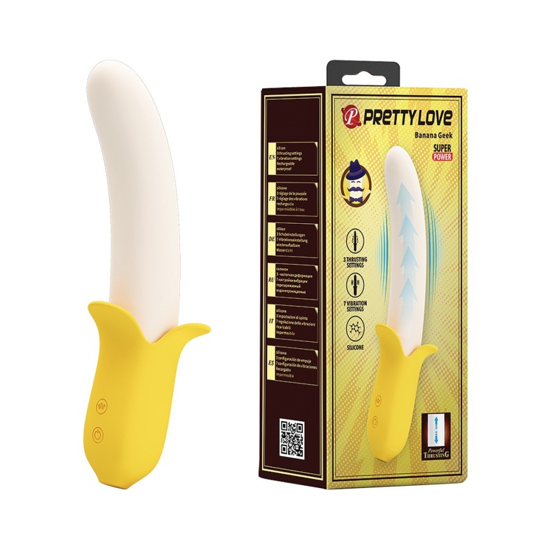 Pretty Love Banana Geek Thrusting Vibrator - Yellow Pretty Love Banana Geek Thrusting Vibrator - Yellow