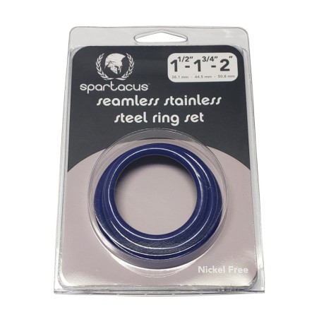 Spartacus Seamless Stainless Steel C-Ring - Blue Pack of 3