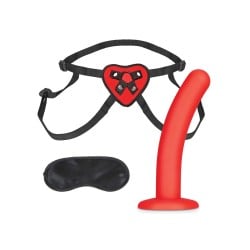 Lux Fetish 5" Dildo w/Red Heart Strap On Harness Set