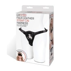 Lux Fetish Patent Leather Strap On Harness - Black