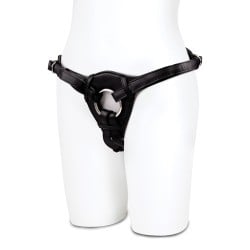 Lux Fetish Patent Leather Strap On Harness - Black