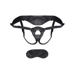 Lux Fetish Patent Leather Strap On Harness - Black