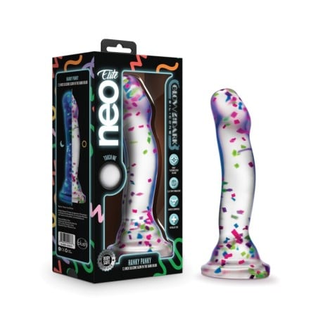 Blush Neo Elite Hanky Panky 7" Confetti Dildo - Glow in the Dark