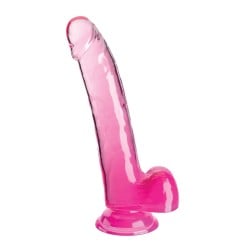 King Cock Clear 9" Cock w/Balls - Pink