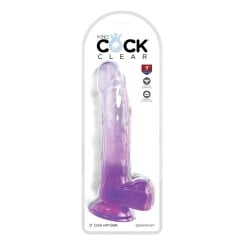 King Cock Clear 9" Cock w/Balls - Purple