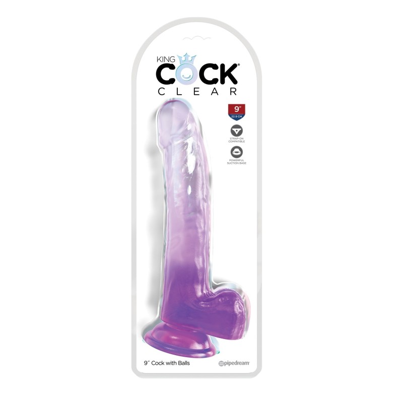 King Cock Clear 9" Cock w/Balls - Purple King Cock Clear 9" Cock w/Balls - Purple
