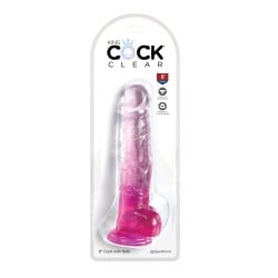 King Cock Clear 8" Cock w/Balls - Pink