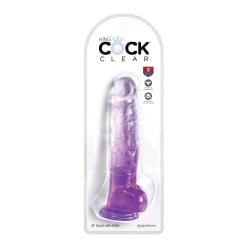 King Cock Clear 8" Cock w/Balls - Purple