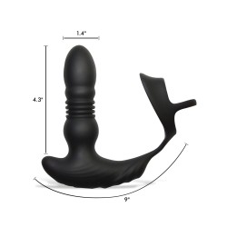 ThunderPlugs 10X Thrusting Silicone Vibrator w/Cock & Ball Strap & Remote - Black