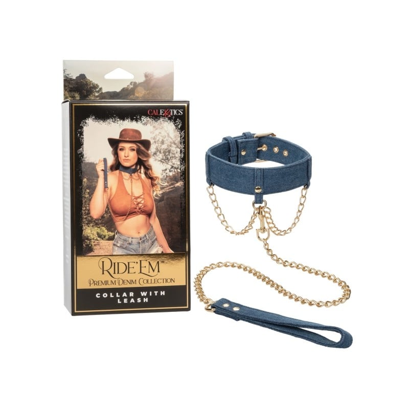 Ride 'Em Premium Denim Collection Collar w/Leash Ride 'Em Premium Denim Collection Collar w/Leash