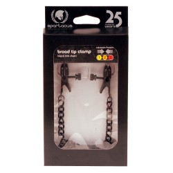Blackline Broad Tip Adjustable Nipple Clamps w/Chain - Black