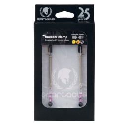 Adjustable Tweezer Nipple Clamps w/Purple Beads