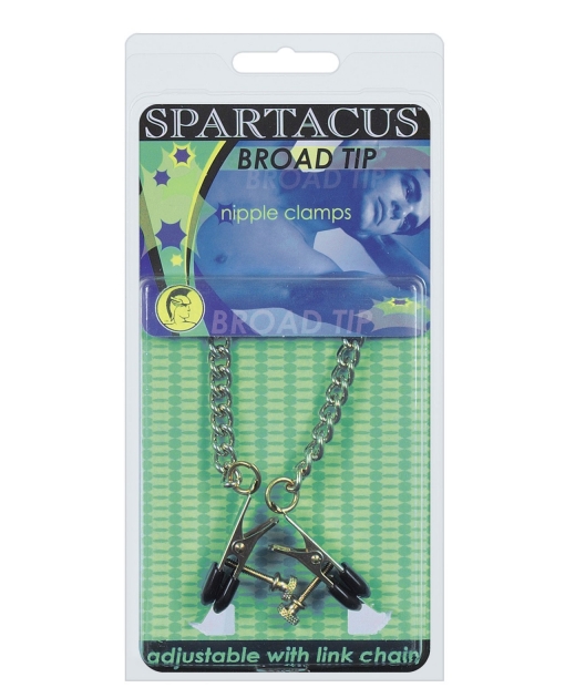 Adjustable Broad Tip Nipple Clamps w/Link Chain