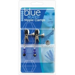 Adjustable Broad Tip Blue Beaded Nipple Clamps