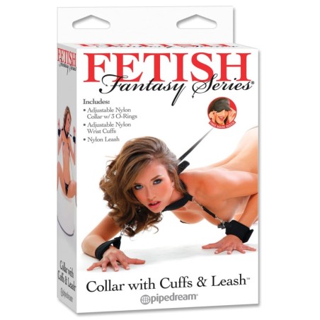 Fetish Fantasy Series Collar w/Cuffs & Leash - Black