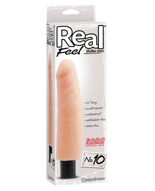 Real Feel No. 10 Long 10" Waterproof Vibe - Flesh Multi Speed