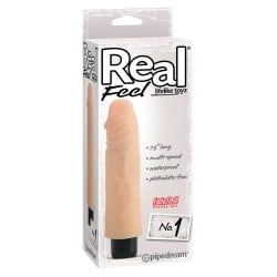 Real Feel No. 1  Long 7.5" Waterproof Vibe - Flesh Multi Speed